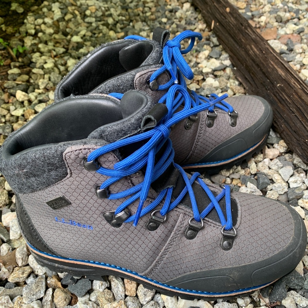 L.L. Bean Charcoal Boots with Electric Blue Laces